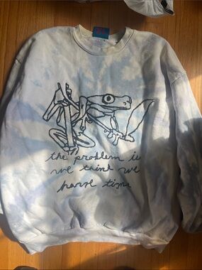 Online ceramics Blue Tie-Dye Frog Graphic Sweatshirt - Blue